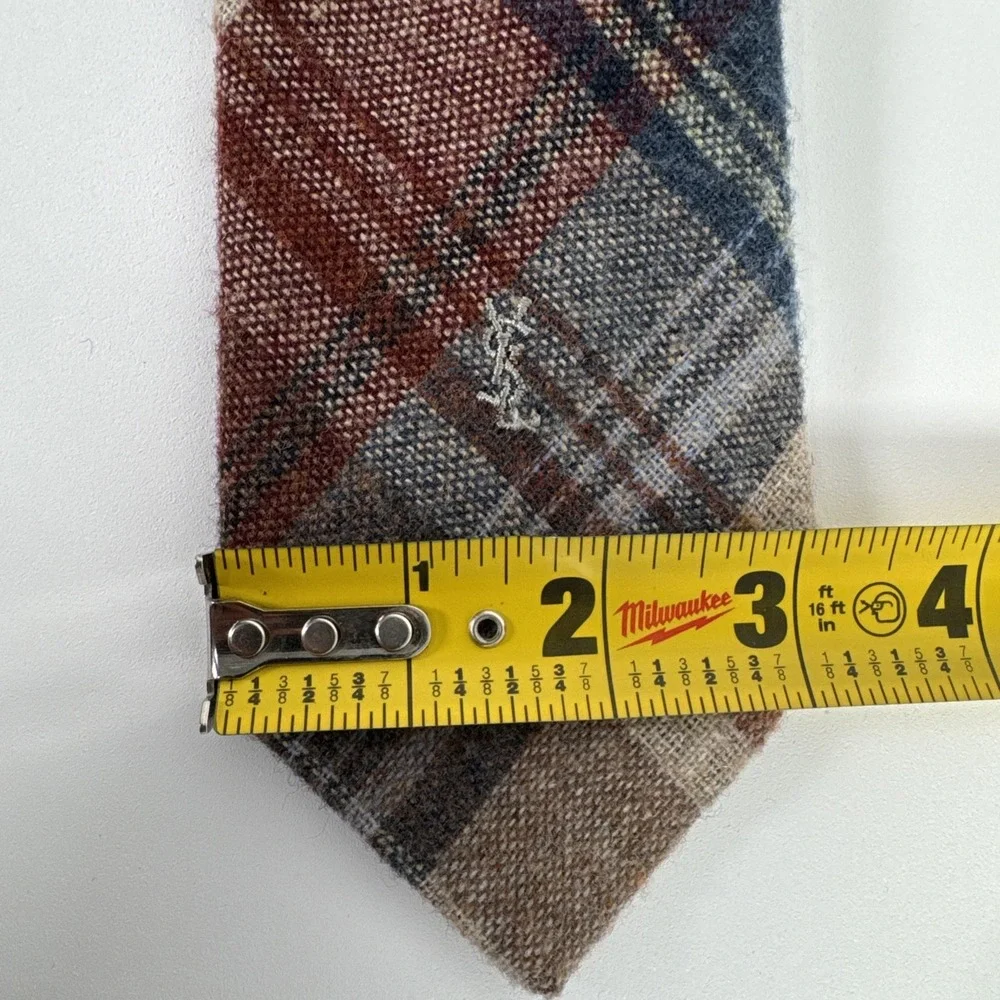 Lot of 2 Vtg Yves‎ Saint Laurent Heather Mist Plaid Wool Blend Ties Men 56